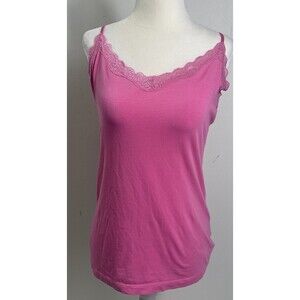 Y2K 2000s Old Navy Tank Top Med Pink Sweetheart Lace Fairy Camisole Bella Y2K